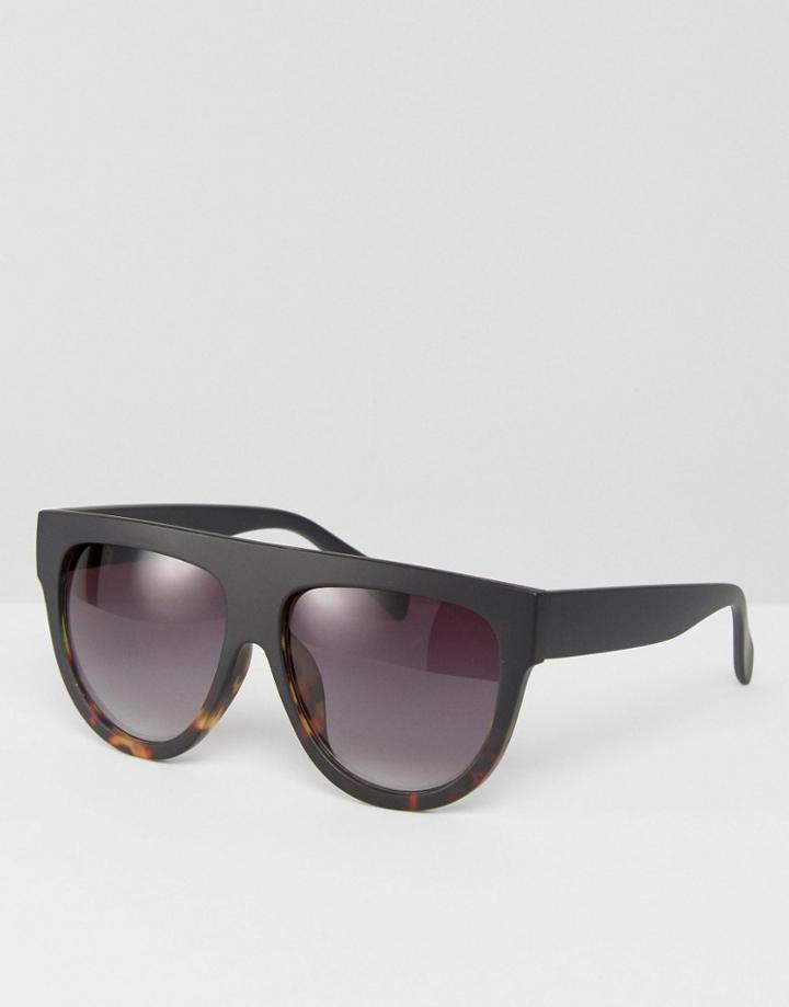 Asos Flat Top Visor Aviator Sunglasses - Black