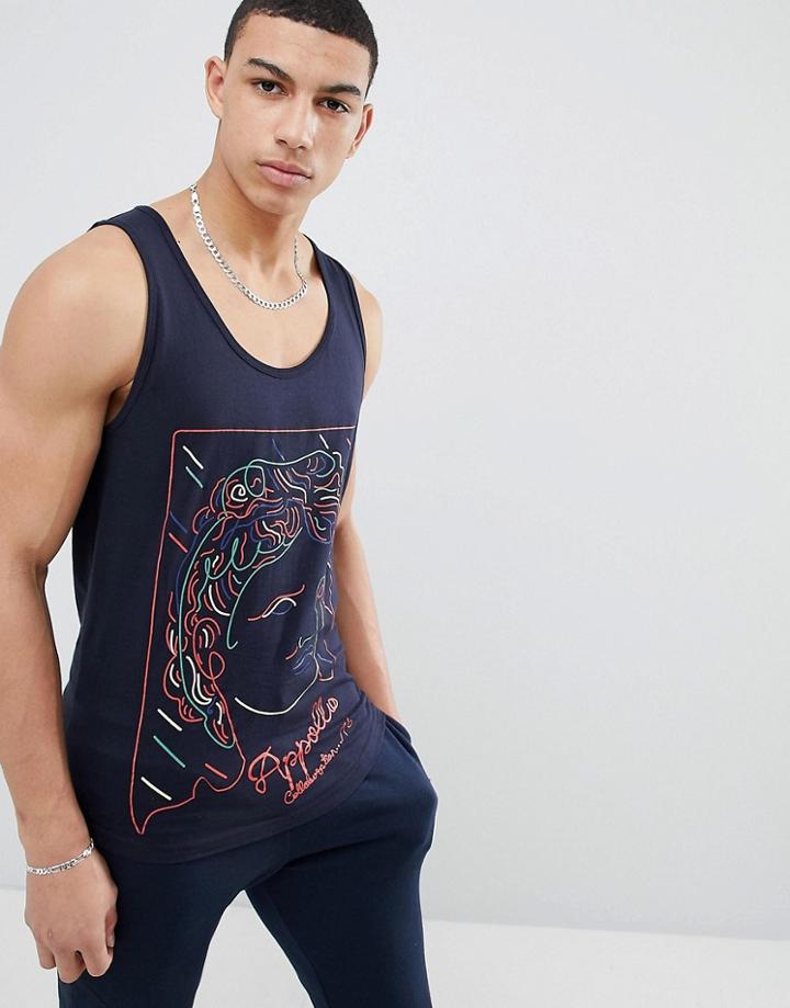 Soul Star Outline Print Tank - Navy