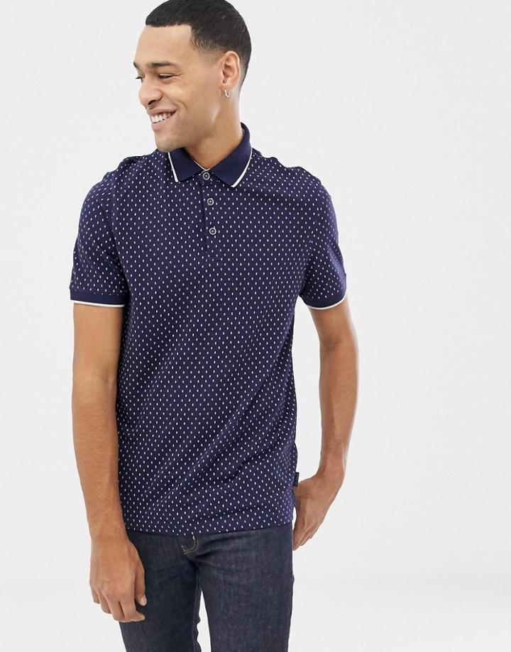 Ted Baker Polo With Dot In Navy - Navy