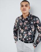 Selected Homme Smart Shirt With All Over Print In Slim Fit - Black