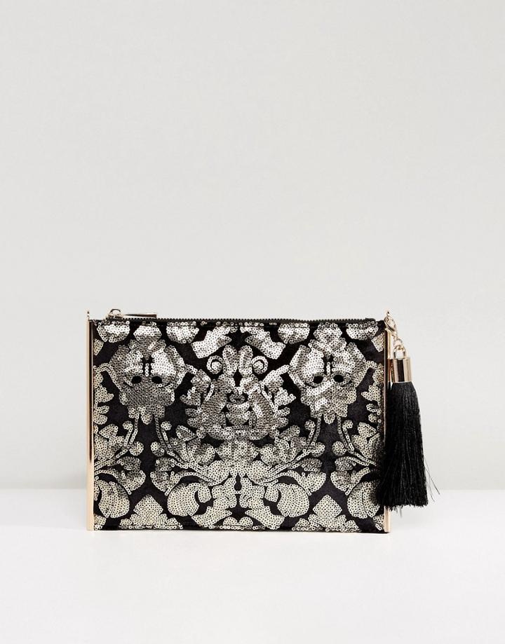 Forever New Embellished Clutch Bag With Tassle - Black