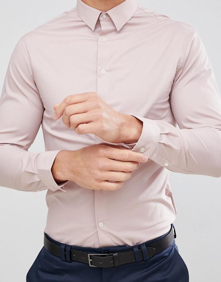 Celio Smart Shirt With Stretch In Dusty Pink - Pink
