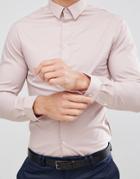 Celio Smart Shirt With Stretch In Dusty Pink - Pink