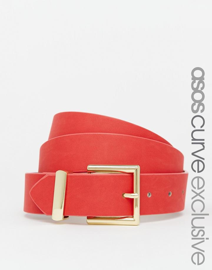 Asos Curve Exclusive Red Waist And Hip Belt - Red