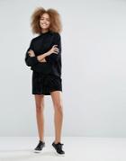 Monki Velvet A-line Mini Skirt - Black