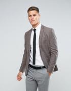 Farah Skinny Tweed Herringbone Blazer - Brown