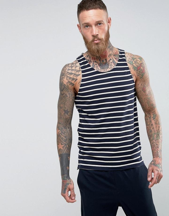 Selected Homme Tank With Stripe - Navy