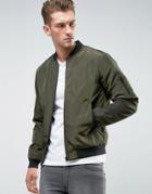 Only & Sons Paded Bomber Jacket With Ma-1 Pocket - Green