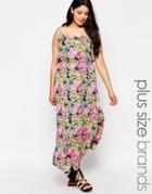 Nvme Plus Maxi Dress With Cut Outs In Tropical Floral Print - Multi