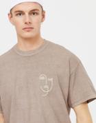 New Look Oversized Sketch Print T-shirt In Stone-neutral
