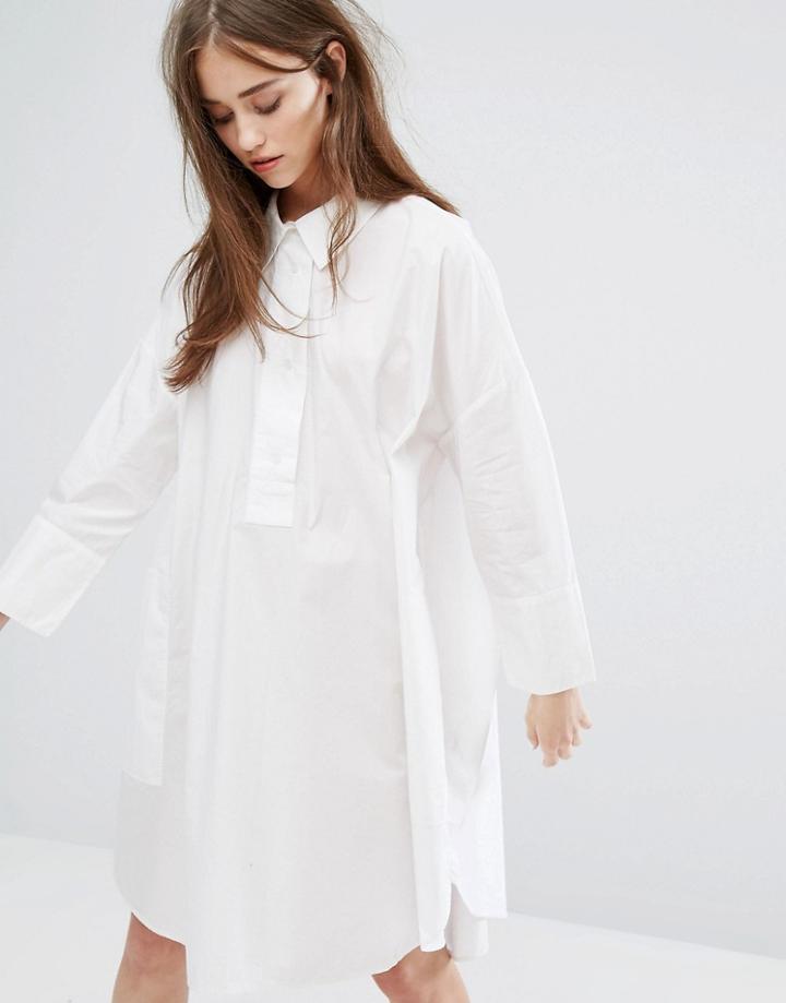 Weekday Shirt Dress With Oversized Cuff - White