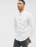 Hollister Icon Logo Button Down Oxford Shirt Slim Fit In White - White