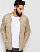Asos Knitted Bomber In Beige - Oatmeal