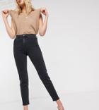 Stradivarius Tall Slim Mom Jean With Stretch In Black