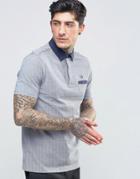Fred Perry Polo Shirt With Woven Collar And Pocket In Dark Carbon Oxford - Blue