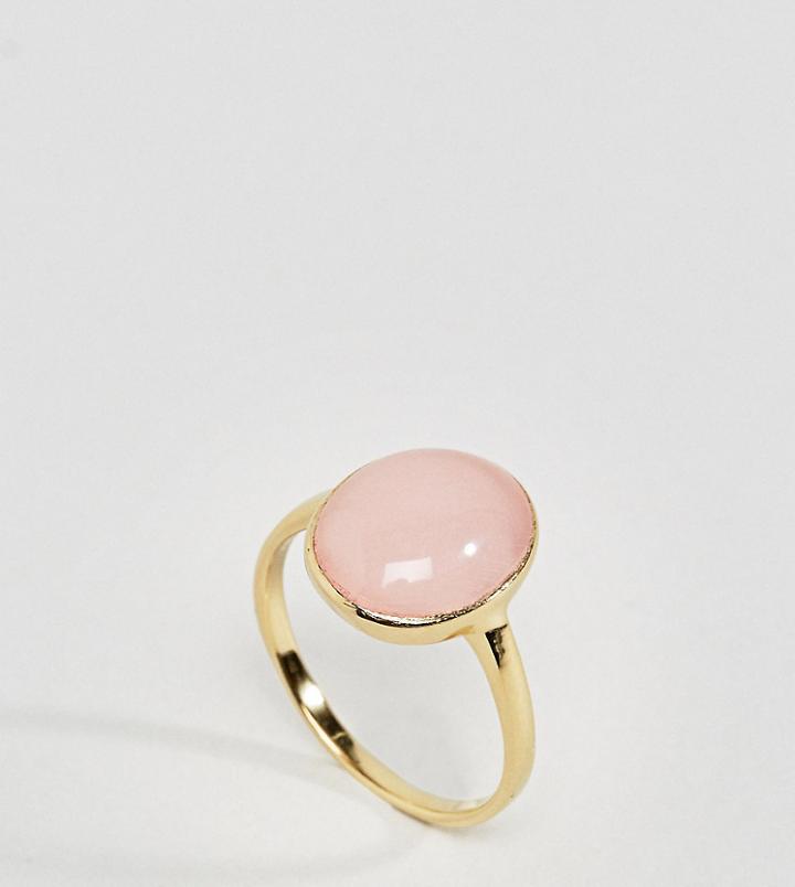 Asos Gold Plated Sterling Silver Faux Quartz Ring - Gold