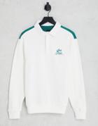 River Island Long Sleeve Rugby Polo In Ecru-white