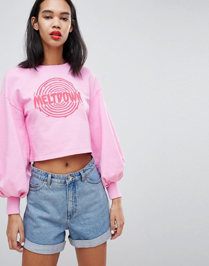 Uncivilised Meltdown Balloon Sleeve Sweater - Pink