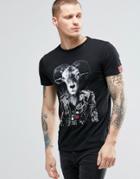 Replay Biker Ram Print T-shirt In Black - Black