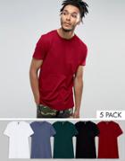 Asos Longline T-shirt 5 Pack Save - Multi