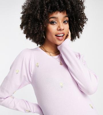 Urban Bliss Maternity Embroidered Knitted Sweater In Pink