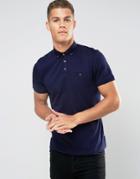 Ted Baker Textured Polo Shirt With Jersey Collar - Navy