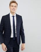 Moss London Skinny Suit Jacket In Check-navy