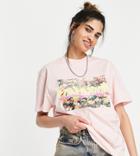 Collusion Warped Branded Oversized T-shirt In Pink