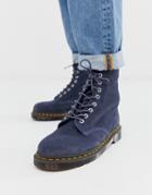 Dr Martens 1460 Pascal 8 Eye Boots In Blue Suede