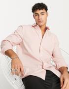 Asos Design Regular Fit Shirt In Light Pink