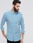 Farah Shirt With Gingham Check Slim Fit - Blue