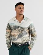 Bershka Shirt With All Over Mountain Print - Multi