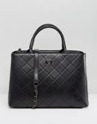 Marc B Quilted Tote Bag With Chain Handle - Black