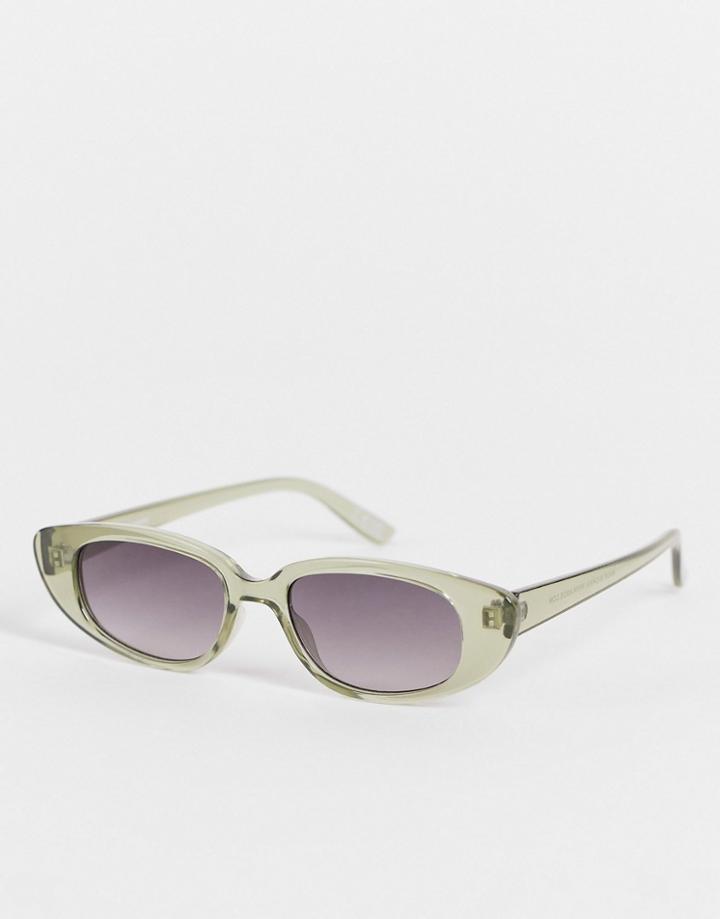 Asos Design Recycled Frame Slim Cat Eye Sunglasses-multi