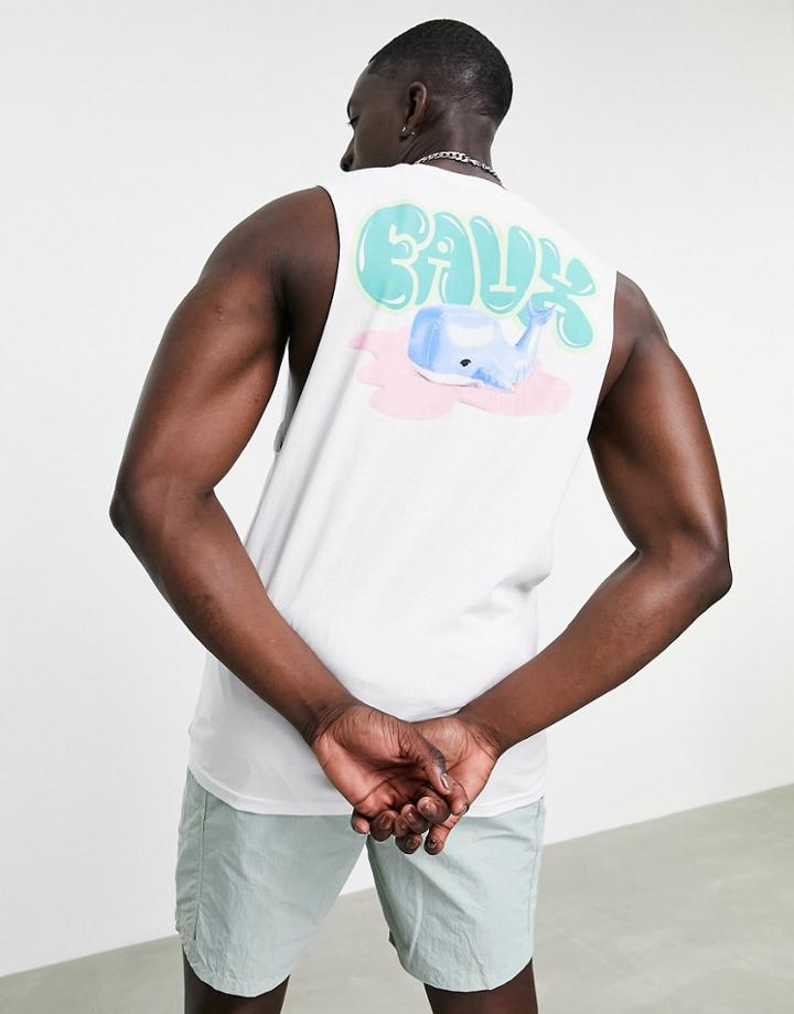 Friend Or Faux Humpback Printed Sleeveless Tank In White