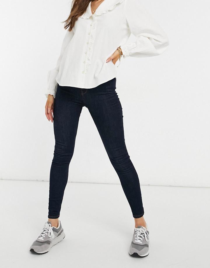 River Island High Rise Skinny Jeans In Indigo-blues