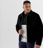 Asos Design Plus Faux Pony Hair Zip Through Jacket - Black