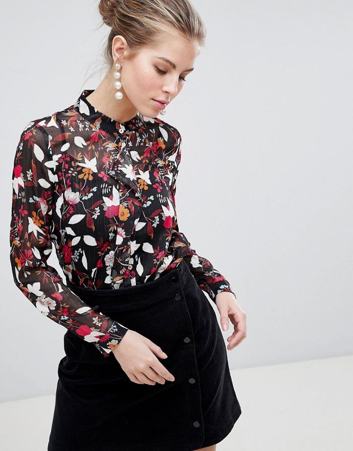 Traffic People Printed Blouse - Black
