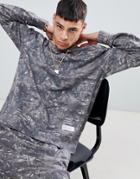 Mennace Washed Camo Sweatshirt In Gray - Gray