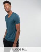 Asos Tall T-shirt With V Neck - Green