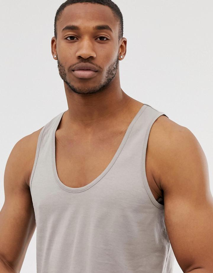 Asos Design Tank In Beige