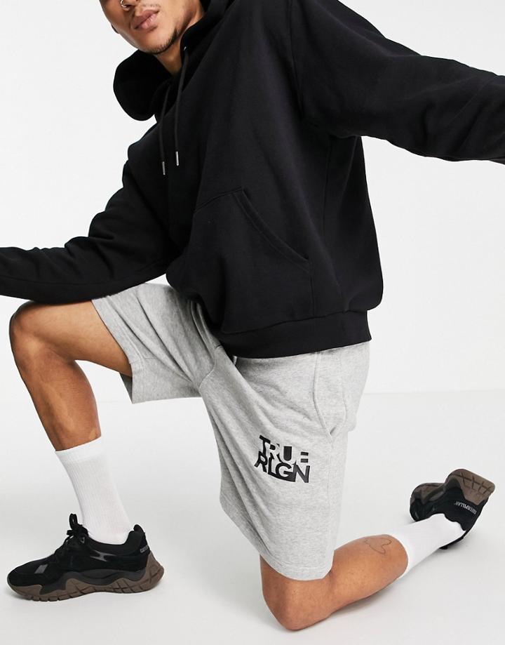 True Religion Logo Jersey Shorts-grey