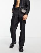 Asos Design Tapered Suit Pants In Black Metallic Jacquard
