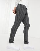 Asos Design Super Skinny Stripe Smart Pant In Monochrome-black
