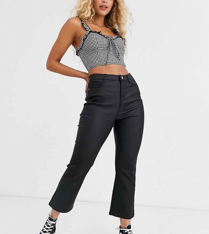 Urban Bliss Coated Crop Kick Flare Jeans-black
