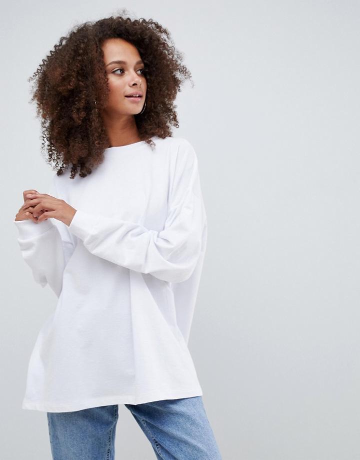 Asos Design Oversized Slouchy Lightweight Sweat In White - White