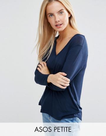 Asos Petite The New Forever T-shirt With Long Sleeves And Dip Back - N