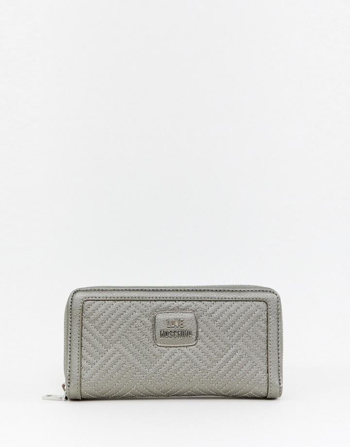 Love Moschino Zip Around Purse - Silver