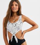 Peek & Beau Fuller Bust Exclusive Eco Cut Out Swimsuit In Contrast Dalmatian D-f-multi