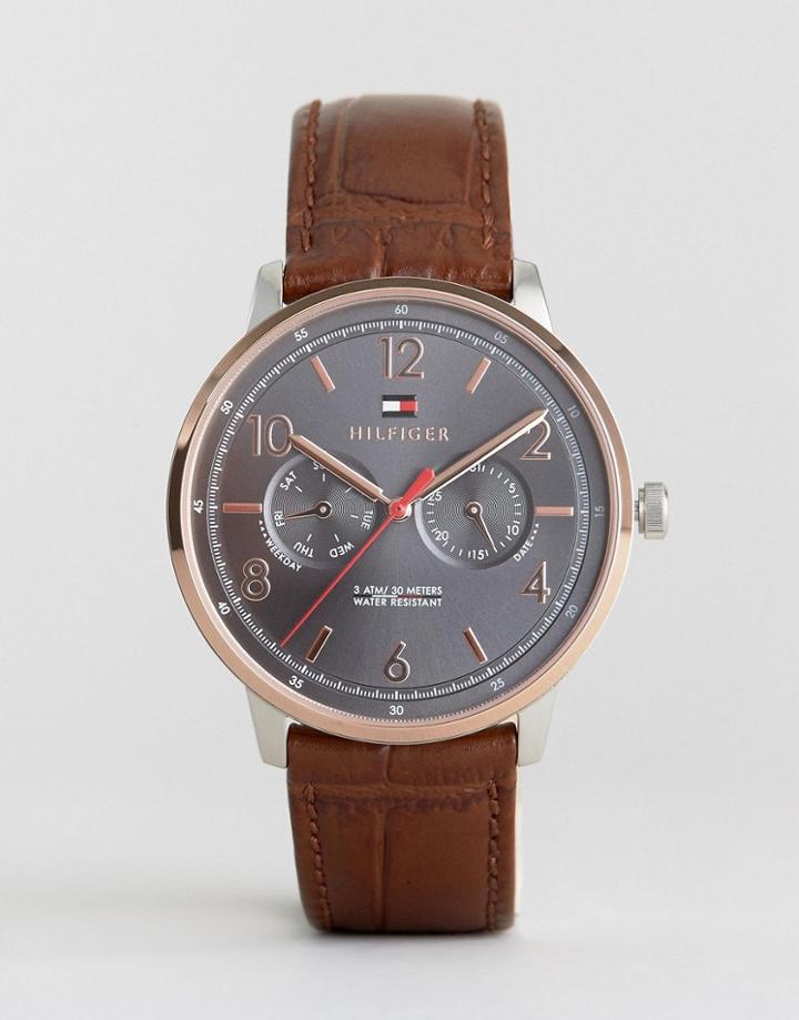 Tommy Hilfiger 1791357 Brown Leather Strap Watch - Brown
